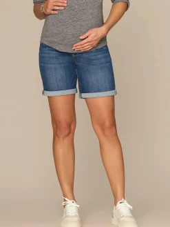 CradleComfort Baby Bump Maternity Shorts with Double Roll Cuff