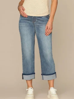 CradleComfort Baby Bump Maternity Round Up Cropped Boyfriend Jeans