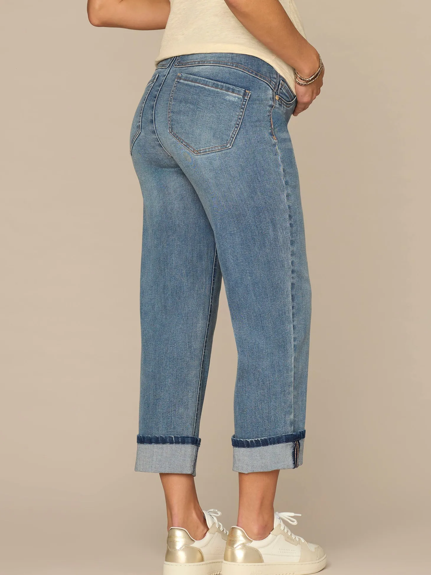 CradleComfort Baby Bump Maternity Round Up Cropped Boyfriend Jeans