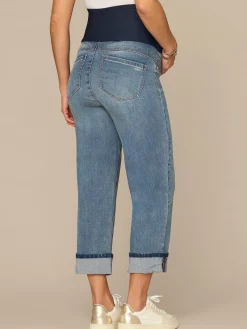 CradleComfort Baby Bump Maternity Round Up Cropped Boyfriend Jeans