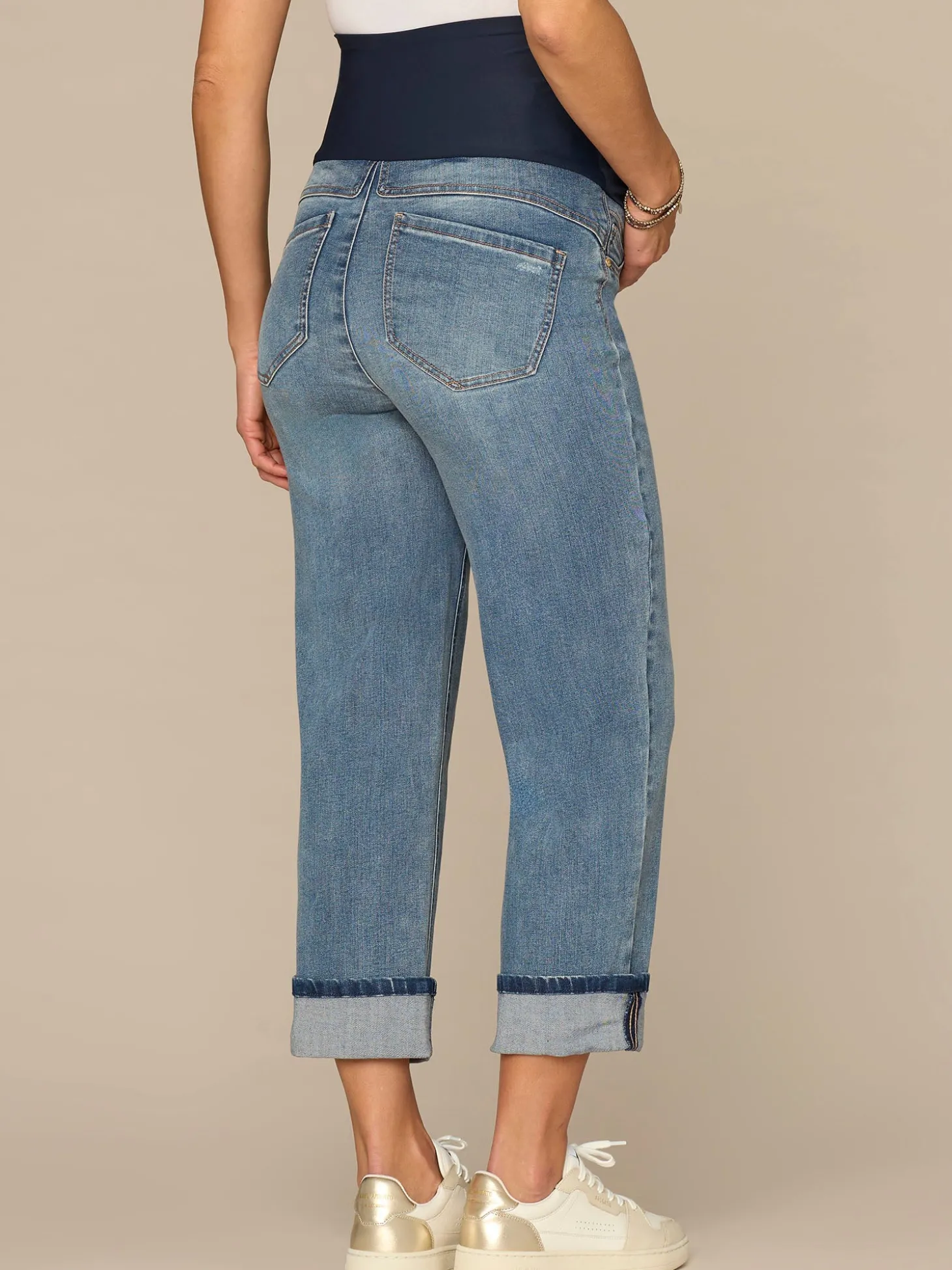CradleComfort Baby Bump Maternity Round Up Cropped Boyfriend Jeans