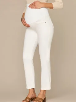 CradleComfort Baby Bump Optic White Maternity Straight Leg Jeans