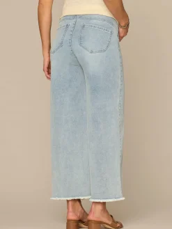 CradleComfort Baby Bump Round Up Fray Hem Maternity Wide Leg Jeans