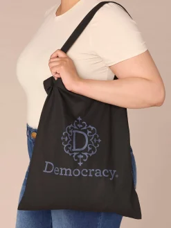 Democracy Script Drawstring Tote Bag