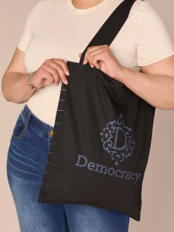 Democracy Script Drawstring Tote Bag