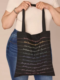Democracy Script Drawstring Tote Bag