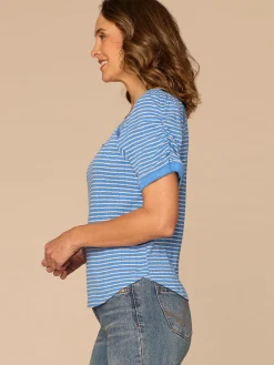 Elbow Puff Sleeve Picot V-Neck Crochet Detail Knit Top