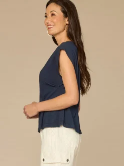 Extended Sleeve Scoop Neck Embroidered Peplum Hem Petite Knit Top