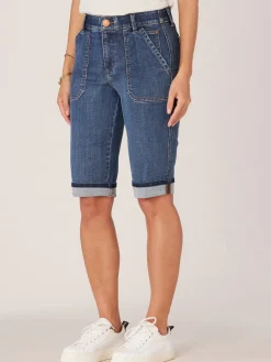 Indigo Denim "Ab"solution High Rise Cuffed Hem Repreve Bermuda Short