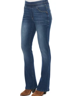 34" Inseam Long "Ab"solution High Rise Blue Itty Bitty Boot Glider Jeans