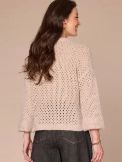 Long Cuffed Sleeve Round Neck Floral Embroidered Petite Sweater