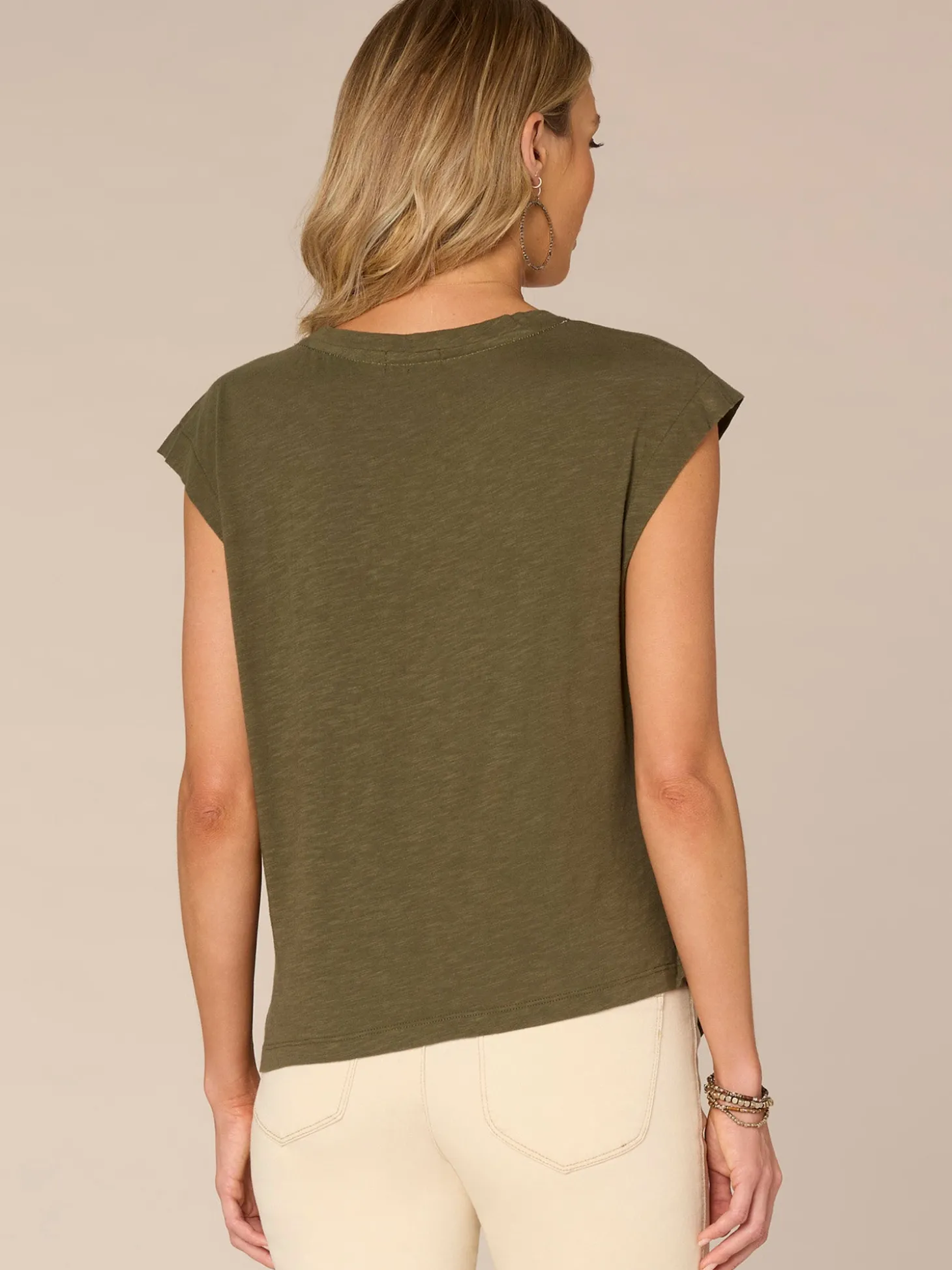 Origami Cap Sleeve Scoop Neck Screen Printed Petite Knit Top