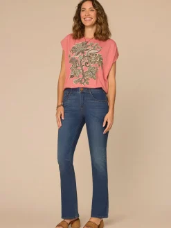 Origami Cap Sleeve Scoop Neck Cased Hem Printed Petite Knit Top