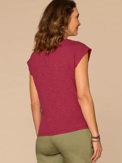 Origami Sleeve Scoop Neck Floral Screen Print Knit Top with Ruching