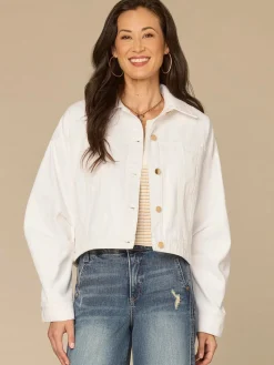 Oversized Barrel Sleeve Welt Pocket Hi-Low Petite Denim Jacket