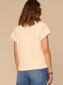 Short Sleeve Scoop Neck Palm Tree Embroidered Knit Boyfriend Tee