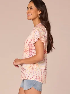 Short Sleeve Scoop Neck Placement Print Petite Knit Boyfriend Tee