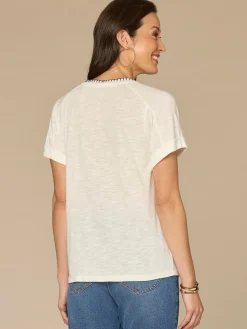 Short Sleeve Scoop Neck Screen Print Petite Knit Boyfriend Tee