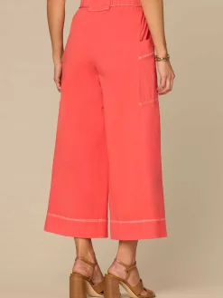 Skyrise Cropped Wide Leg Glider Pants with Wraparound Patch Pockets