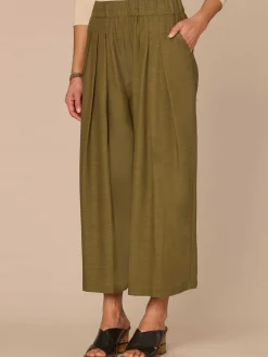 Skyrise Triple Pleat Cropped Wide Leg Glider Pants