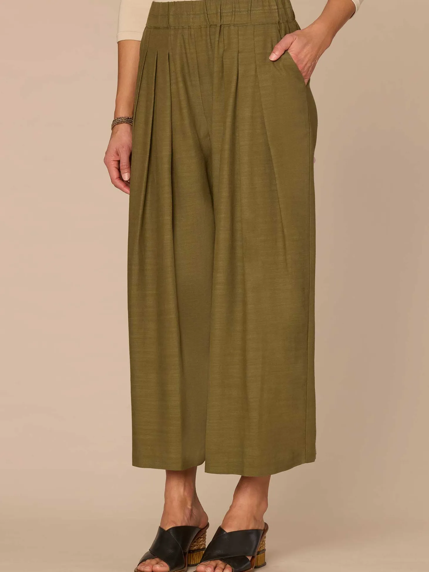 Skyrise Triple Pleat Cropped Wide Leg Glider Pants