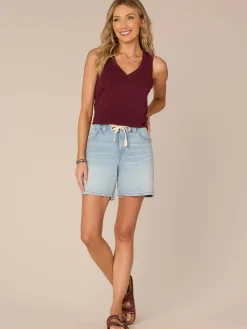 Sleeveless Sweetheart Neck Shell Tuck Embroidered Knit Tank Top