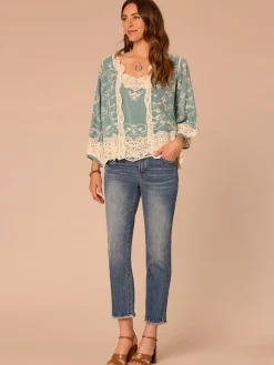 Three Quarter Blouson Sleeve Open Front Cropped Petite Woven Jacket
