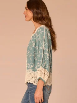 Three Quarter Blouson Sleeve Open Front Cropped Woven Jacket