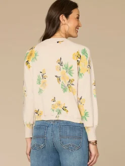 Three Quarter Sleeve Round Neck Reversible Printed Sweater Cardigan