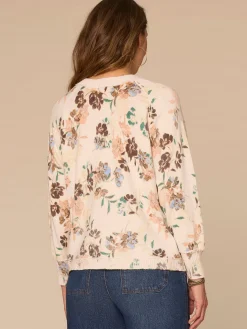 Three Quarter Sleeve Round Neck Reversible Printed Sweater Cardigan