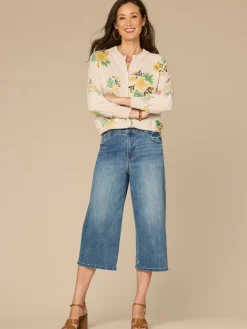 Three Quarter Sleeve Round Neck Reversible Printed Sweater Cardigan