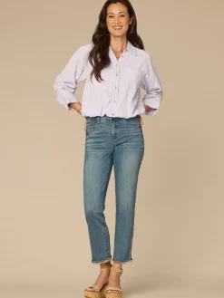 Tucked Sleeve Smocked Button Down Bubble Hem Splice Stripe Woven Shirt